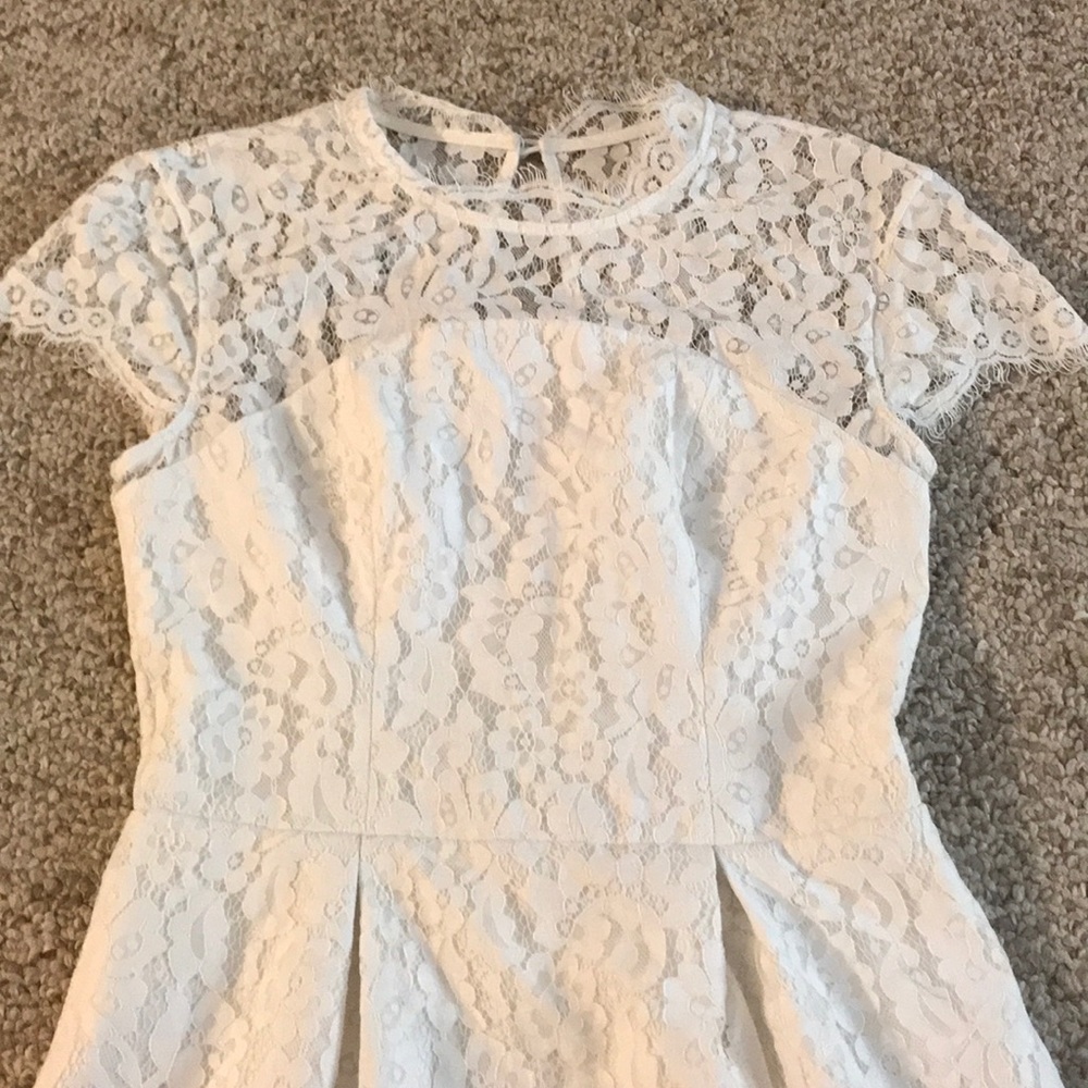 knee length dresses for ladies Neriah Tied Shoulder Lace Mini Dress White